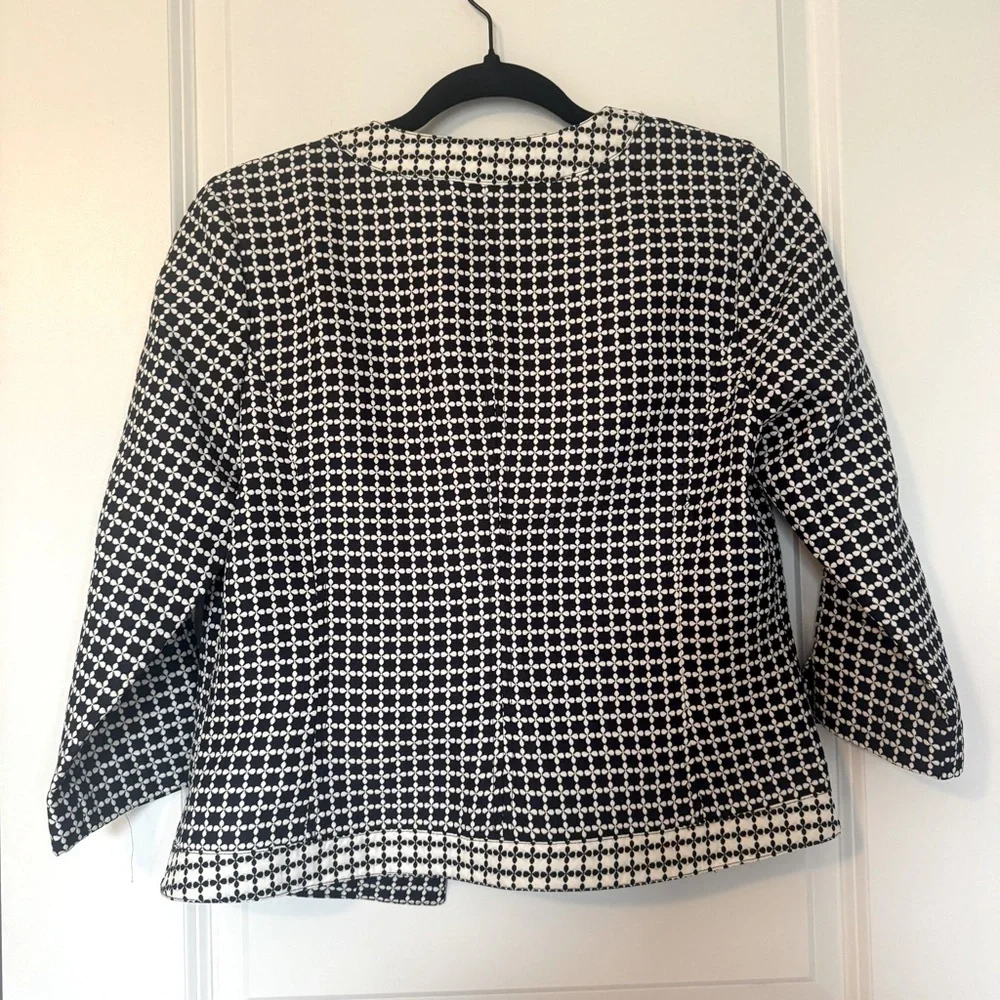 Laundry by Shelli Segal Navy and White Women's Size 6 Open Front Blazer